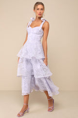 Glamorous Sweetie Lavender Burnout Tie-Strap Bustier Midi Dress