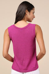 Clean Aesthetic Magenta Sweater Knit Tank Top