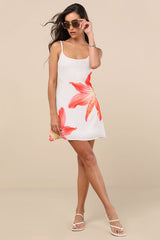 Dulcea Ivory Floral Sleeveless Mini Dress