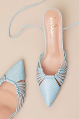 Ansel Seafoam Snake-Embossed Lace-Up Pumps