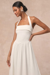 Telia White Halter Basque Waist Maxi Dress