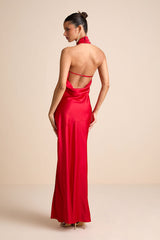 Madalena Red Satin Cowl Back Maxi Dress