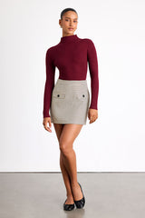 Crawford Burgundy Long Sleeve Mock Neck Bodysuit