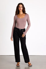 Easily Loved Taupe Long Sleeve Bodysuit