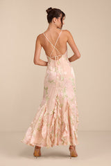 Deluca Floral Burnout Sleeveless Ruffled Maxi Dress
