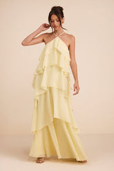 Aveley Light Yellow Tiered Shift Maxi Dress