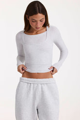 ButterCloud™ Layered Top in Grey Marl