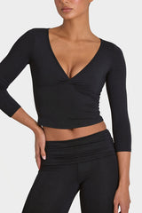 ButterCloud™ 3/4 Sleeve Top in Black