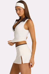 Soft Active Collared Tank Top in Coconut