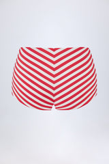 Mid-Rise Hot Pants in Cherry Red Stripe
