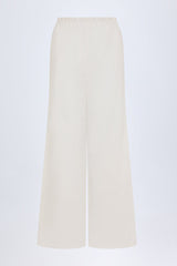 Wide-Leg Cotton-Poplin Trousers in White