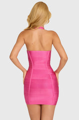Bandage Bodycon Mini Dress in Raspberry
