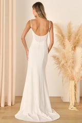 Blessed Romance White Sleeveless Button Back Mermaid Maxi Dress