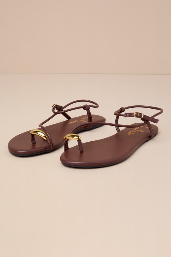 Hendron Chocolate Brown Flat Ankle Strap Sandals