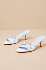 Malinn White and Blue High Heel Sandals