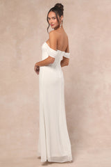 Magical Magnetism White Off-the-Shoulder Maxi Dress