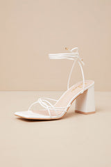 Orlie White Strappy Lace-Up High Heel Sandals