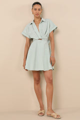 Breeze By Green Striped Tie-Back Mini Dress With Pockets