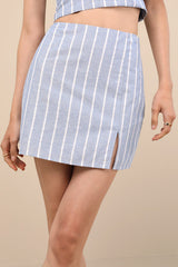Solana Blue Striped High-Rise Mini Skirt