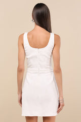 Merima White Denim Wrap Mini Dress
