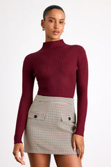 Crawford Burgundy Long Sleeve Mock Neck Bodysuit