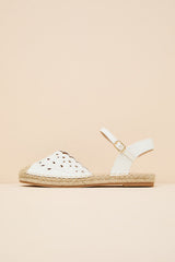 Meeka White Ankle Strap Flatform Espadrilles