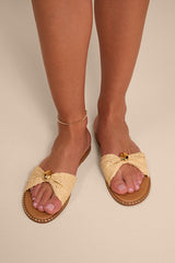Robby Beige Raffia Slide Sandals