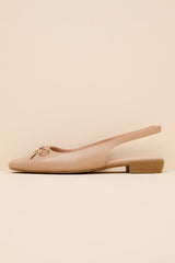 Camisa Beige Slingback Low Heel Pumps