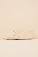 Pavlina Ivory Woven Slide Wedge Sandals