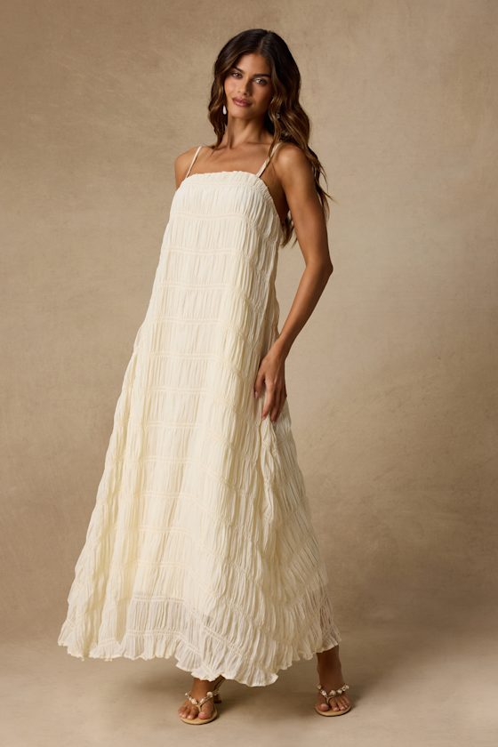 Louisiana Ivory Smocked Shift Maxi Dress