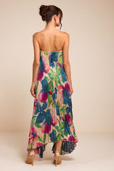 Daylen Blush Multi Floral Satin Shift Maxi Dress