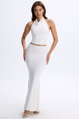 Modal Low-Rise Maxi Skirt in White