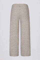 Knit Mid-Rise Wide-Leg Joggers in Beige