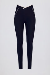Soft Active Crossover Contrast Leggings in Midnight