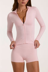 Soft Active Zip-Up Jacket in Blush Marl