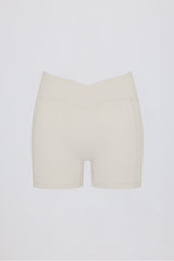 Soft Active Pocket V-Waist Mini Shorts in Oat