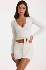Soft Knit Wrap Top in Ivory
