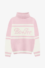 Knit Turtleneck Oversized Jumper in Powder Pink