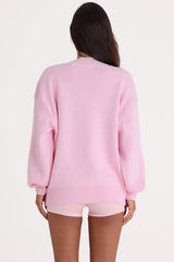Ribbed Knit Oversized Jumper in Pale Pink