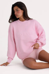 Ribbed Knit Oversized Jumper in Pale Pink