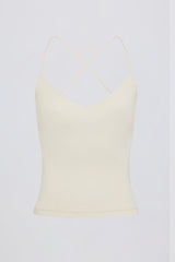 Cross-Back Tank Top in Cream