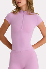 Soft Active Quarter-Zip Top in Sweet Pink