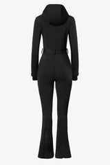Waterproof Hooded Fitted Ski Suit in Black