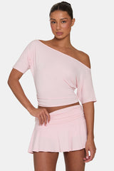 ButterCloud™ Slouchy Off-Shoulder Top in Blush
