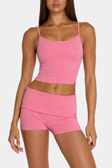Brushed Jersey Mini Shorts in Pink Stripe