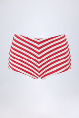 Mid-Rise Hot Pants in Cherry Red Stripe