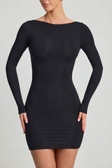 Modal Open-Back Bodycon Mini Dress in Black